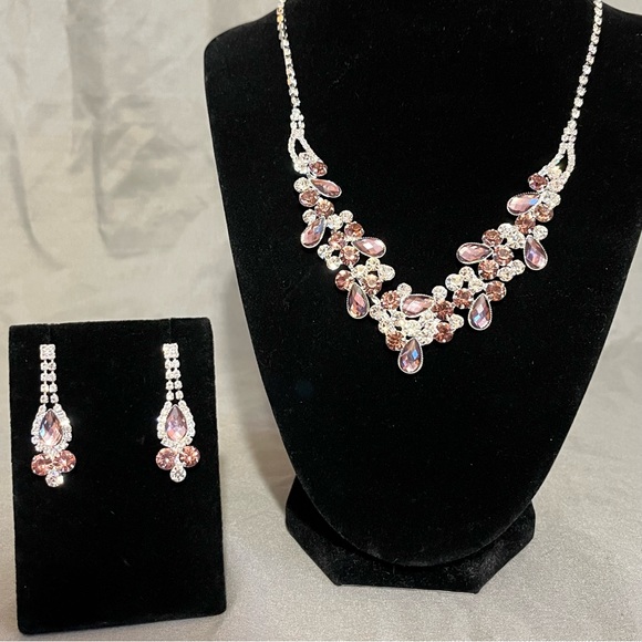 Prom/Special Occasion Necklace and Earrings, Purple and Pink shades - Picture 2 of 15